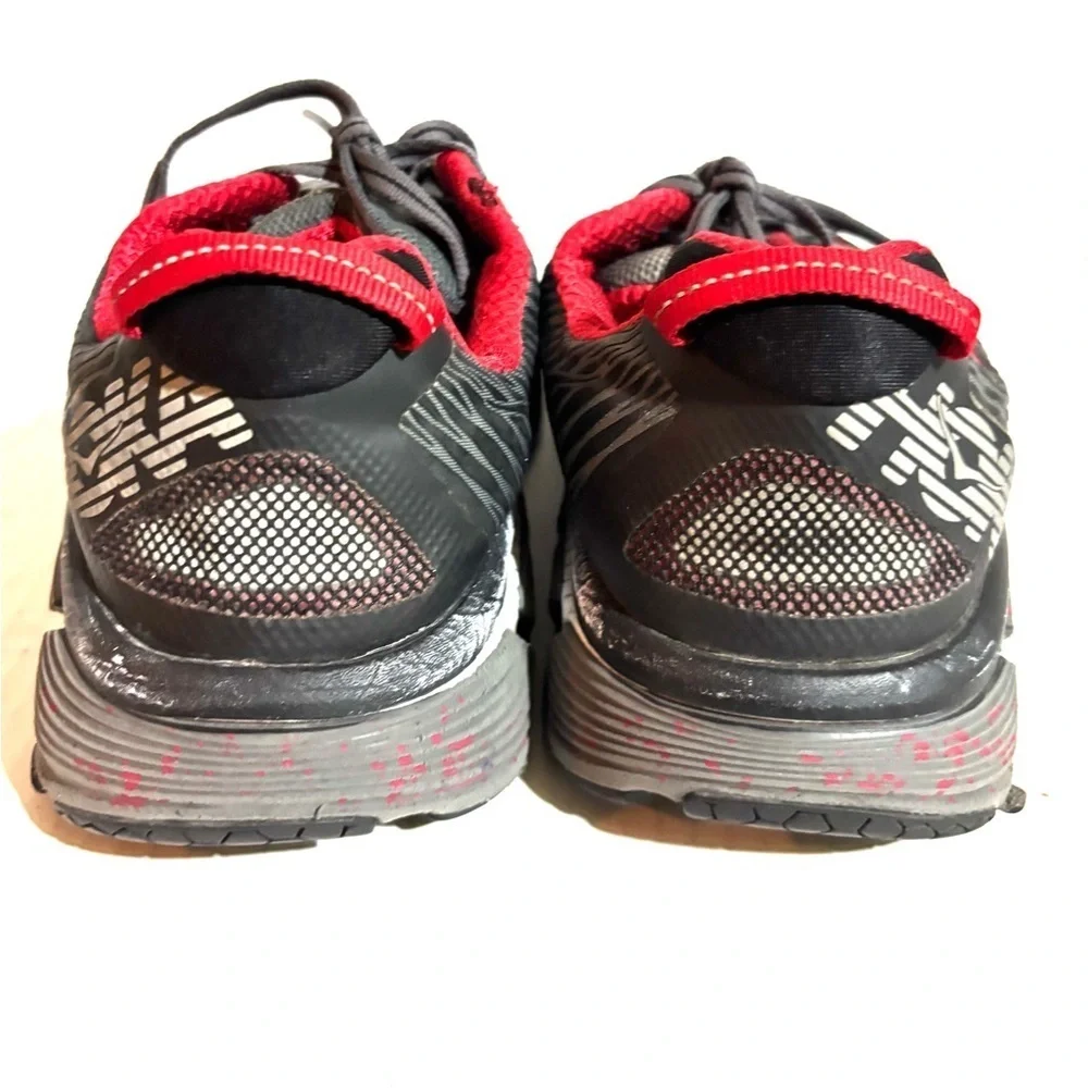 Hoka One Black gray and Red sneakers US size 8